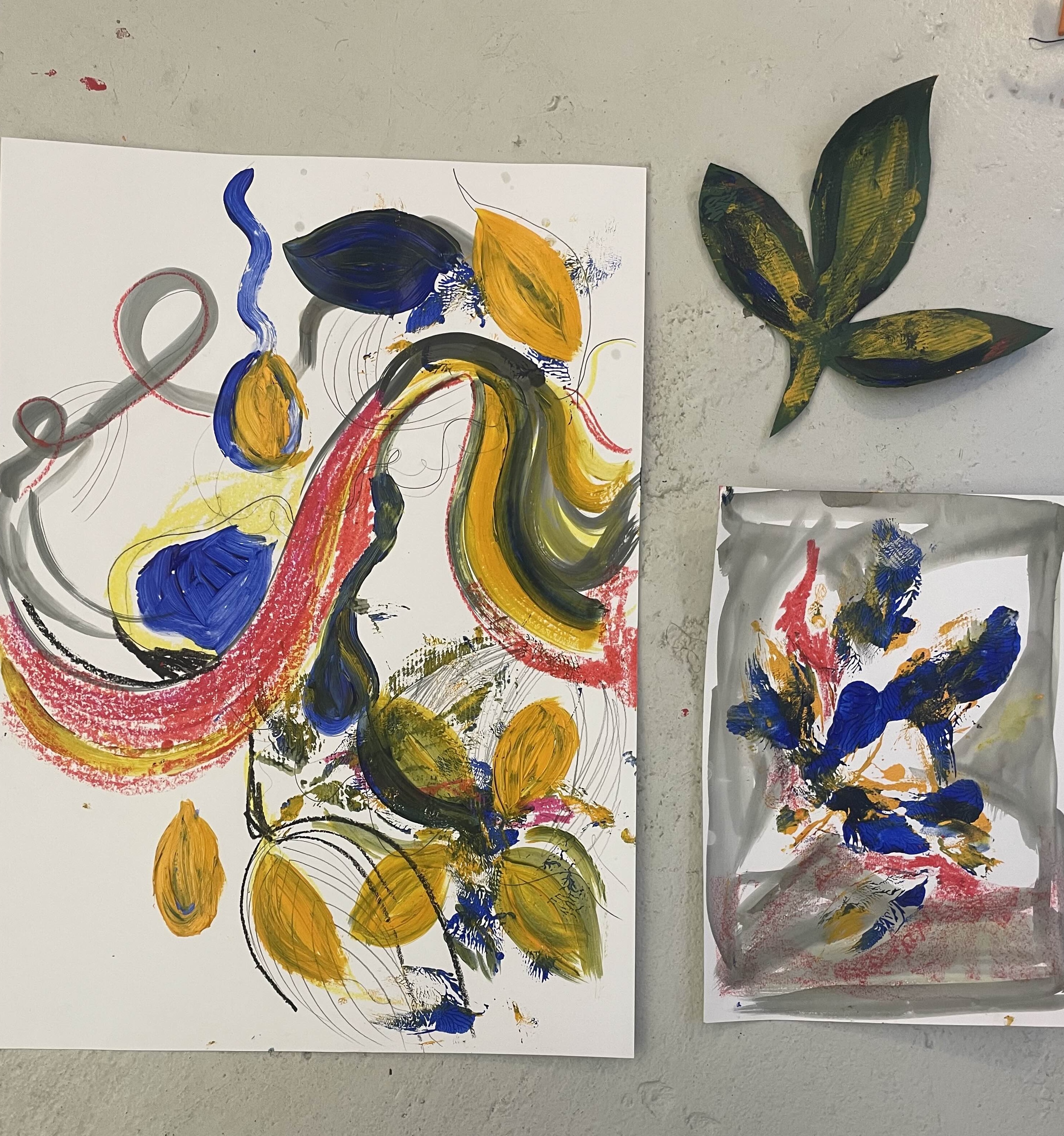 Colourful art therapy paintings
